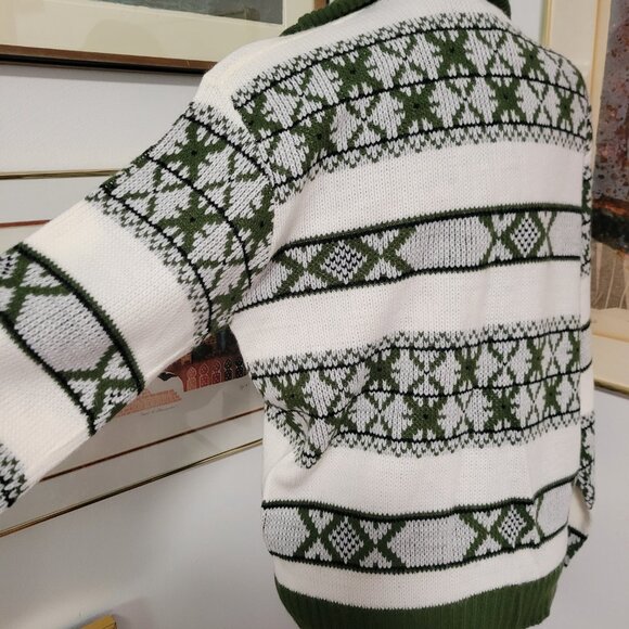 NWT Vintage Revere Green Patterned Knit Jacket Size Large - Picture 4 of 6